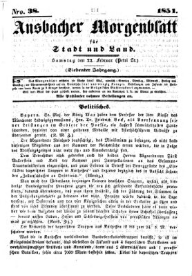 Ansbacher Morgenblatt für Stadt und Land (Ansbacher Morgenblatt) Samstag 22. Februar 1851