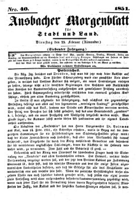 Ansbacher Morgenblatt für Stadt und Land (Ansbacher Morgenblatt) Dienstag 25. Februar 1851