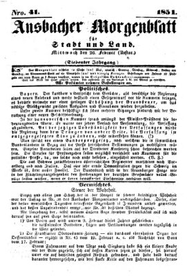 Ansbacher Morgenblatt für Stadt und Land (Ansbacher Morgenblatt) Mittwoch 26. Februar 1851