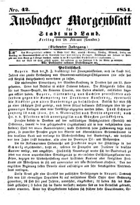 Ansbacher Morgenblatt für Stadt und Land (Ansbacher Morgenblatt) Freitag 28. Februar 1851