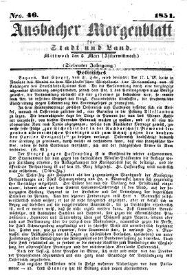 Ansbacher Morgenblatt für Stadt und Land (Ansbacher Morgenblatt) Mittwoch 5. März 1851