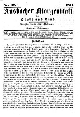 Ansbacher Morgenblatt für Stadt und Land (Ansbacher Morgenblatt) Samstag 8. März 1851