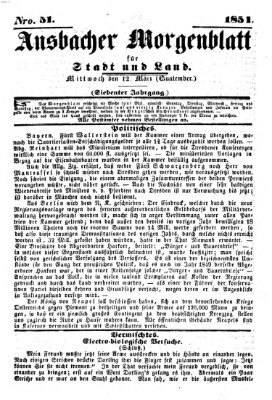 Ansbacher Morgenblatt für Stadt und Land (Ansbacher Morgenblatt) Mittwoch 12. März 1851