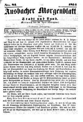 Ansbacher Morgenblatt für Stadt und Land (Ansbacher Morgenblatt) Mittwoch 30. April 1851