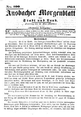 Ansbacher Morgenblatt für Stadt und Land (Ansbacher Morgenblatt) Freitag 23. Mai 1851