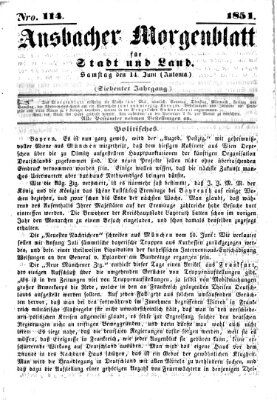 Ansbacher Morgenblatt für Stadt und Land (Ansbacher Morgenblatt) Samstag 14. Juni 1851