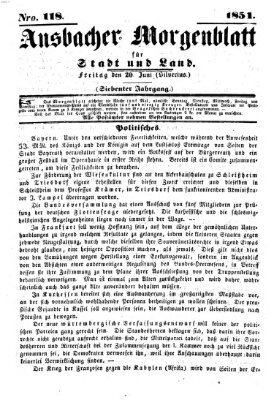 Ansbacher Morgenblatt für Stadt und Land (Ansbacher Morgenblatt) Freitag 20. Juni 1851