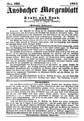 Ansbacher Morgenblatt für Stadt und Land (Ansbacher Morgenblatt) Dienstag 5. August 1851