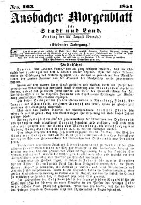 Ansbacher Morgenblatt für Stadt und Land (Ansbacher Morgenblatt) Freitag 22. August 1851