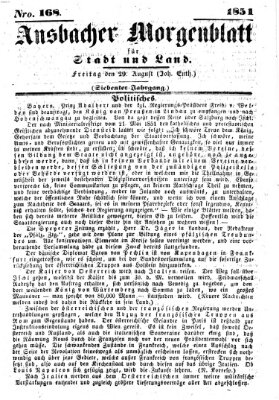 Ansbacher Morgenblatt für Stadt und Land (Ansbacher Morgenblatt) Freitag 29. August 1851