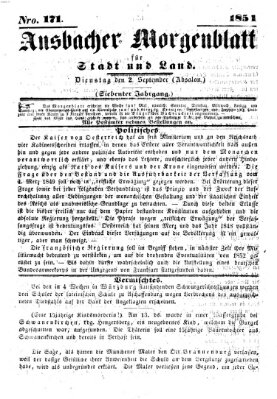 Ansbacher Morgenblatt für Stadt und Land (Ansbacher Morgenblatt) Dienstag 2. September 1851