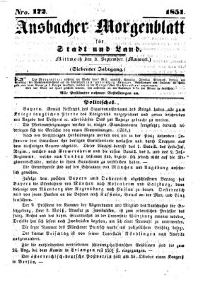 Ansbacher Morgenblatt für Stadt und Land (Ansbacher Morgenblatt) Mittwoch 3. September 1851