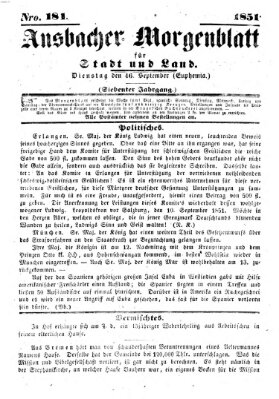 Ansbacher Morgenblatt für Stadt und Land (Ansbacher Morgenblatt) Dienstag 16. September 1851