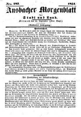 Ansbacher Morgenblatt für Stadt und Land (Ansbacher Morgenblatt) Mittwoch 24. September 1851