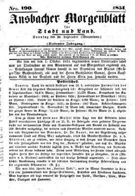 Ansbacher Morgenblatt für Stadt und Land (Ansbacher Morgenblatt) Sonntag 28. September 1851