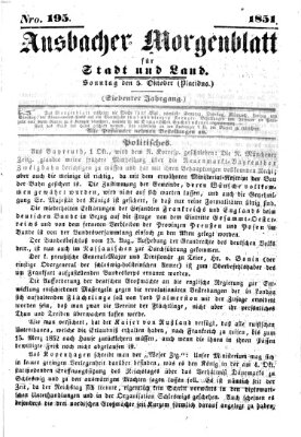 Ansbacher Morgenblatt für Stadt und Land (Ansbacher Morgenblatt) Sonntag 5. Oktober 1851