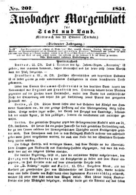 Ansbacher Morgenblatt für Stadt und Land (Ansbacher Morgenblatt) Mittwoch 22. Oktober 1851