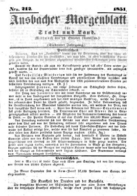 Ansbacher Morgenblatt für Stadt und Land (Ansbacher Morgenblatt) Mittwoch 29. Oktober 1851