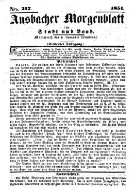 Ansbacher Morgenblatt für Stadt und Land (Ansbacher Morgenblatt) Mittwoch 5. November 1851