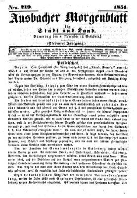 Ansbacher Morgenblatt für Stadt und Land (Ansbacher Morgenblatt) Samstag 8. November 1851