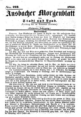 Ansbacher Morgenblatt für Stadt und Land (Ansbacher Morgenblatt) Freitag 14. November 1851