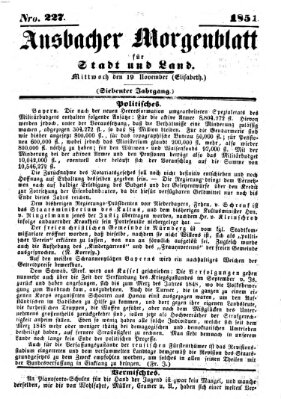 Ansbacher Morgenblatt für Stadt und Land (Ansbacher Morgenblatt) Mittwoch 19. November 1851