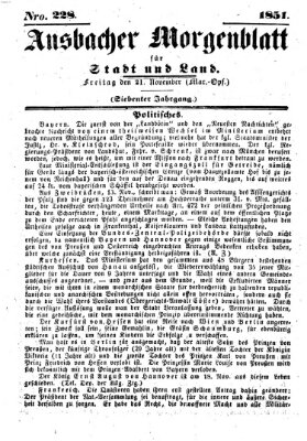 Ansbacher Morgenblatt für Stadt und Land (Ansbacher Morgenblatt) Freitag 21. November 1851