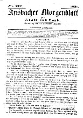 Ansbacher Morgenblatt für Stadt und Land (Ansbacher Morgenblatt) Samstag 22. November 1851