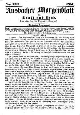 Ansbacher Morgenblatt für Stadt und Land (Ansbacher Morgenblatt) Sonntag 23. November 1851