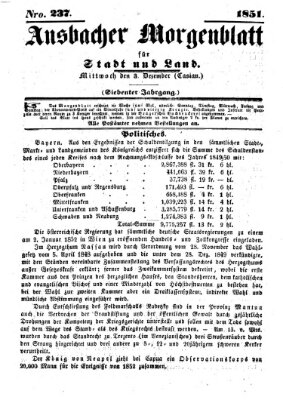 Ansbacher Morgenblatt für Stadt und Land (Ansbacher Morgenblatt) Mittwoch 3. Dezember 1851