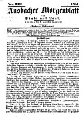 Ansbacher Morgenblatt für Stadt und Land (Ansbacher Morgenblatt) Sonntag 7. Dezember 1851