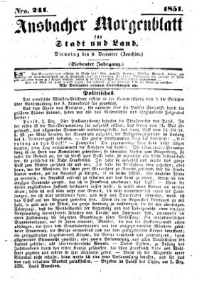 Ansbacher Morgenblatt für Stadt und Land (Ansbacher Morgenblatt) Dienstag 9. Dezember 1851