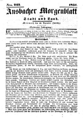 Ansbacher Morgenblatt für Stadt und Land (Ansbacher Morgenblatt) Mittwoch 10. Dezember 1851