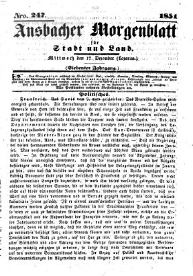 Ansbacher Morgenblatt für Stadt und Land (Ansbacher Morgenblatt) Mittwoch 17. Dezember 1851