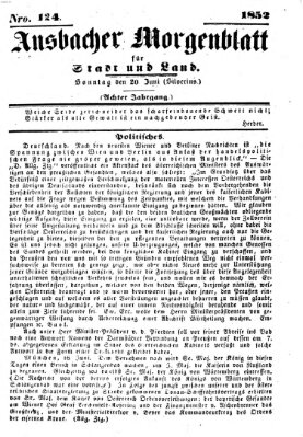 Ansbacher Morgenblatt für Stadt und Land (Ansbacher Morgenblatt) Sonntag 20. Juni 1852