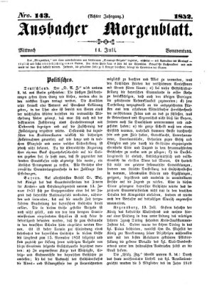 Ansbacher Morgenblatt Mittwoch 14. Juli 1852