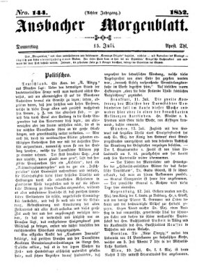 Ansbacher Morgenblatt Donnerstag 15. Juli 1852