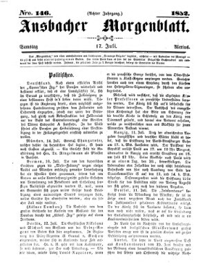 Ansbacher Morgenblatt Samstag 17. Juli 1852