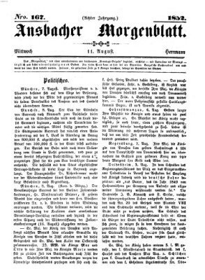 Ansbacher Morgenblatt Mittwoch 11. August 1852