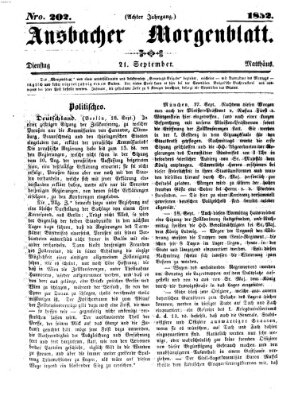 Ansbacher Morgenblatt Dienstag 21. September 1852