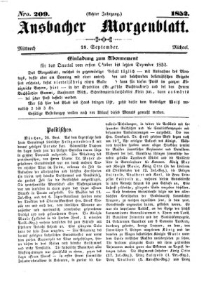 Ansbacher Morgenblatt Mittwoch 29. September 1852