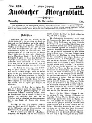 Ansbacher Morgenblatt Donnerstag 18. November 1852