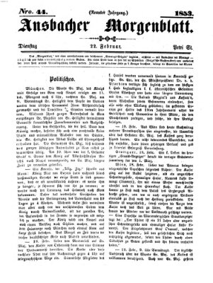 Ansbacher Morgenblatt Dienstag 22. Februar 1853