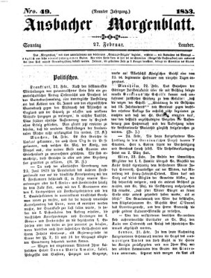 Ansbacher Morgenblatt Sonntag 27. Februar 1853