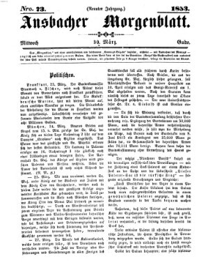 Ansbacher Morgenblatt Mittwoch 30. März 1853