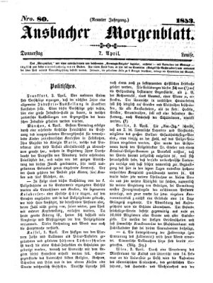 Ansbacher Morgenblatt Donnerstag 7. April 1853