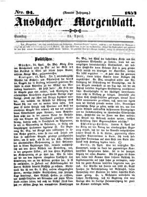 Ansbacher Morgenblatt Samstag 23. April 1853