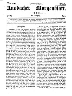 Ansbacher Morgenblatt Freitag 12. August 1853