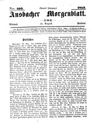 Ansbacher Morgenblatt Mittwoch 31. August 1853