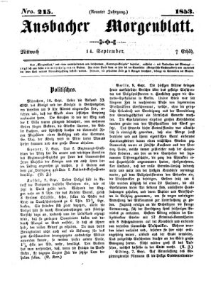 Ansbacher Morgenblatt Mittwoch 14. September 1853